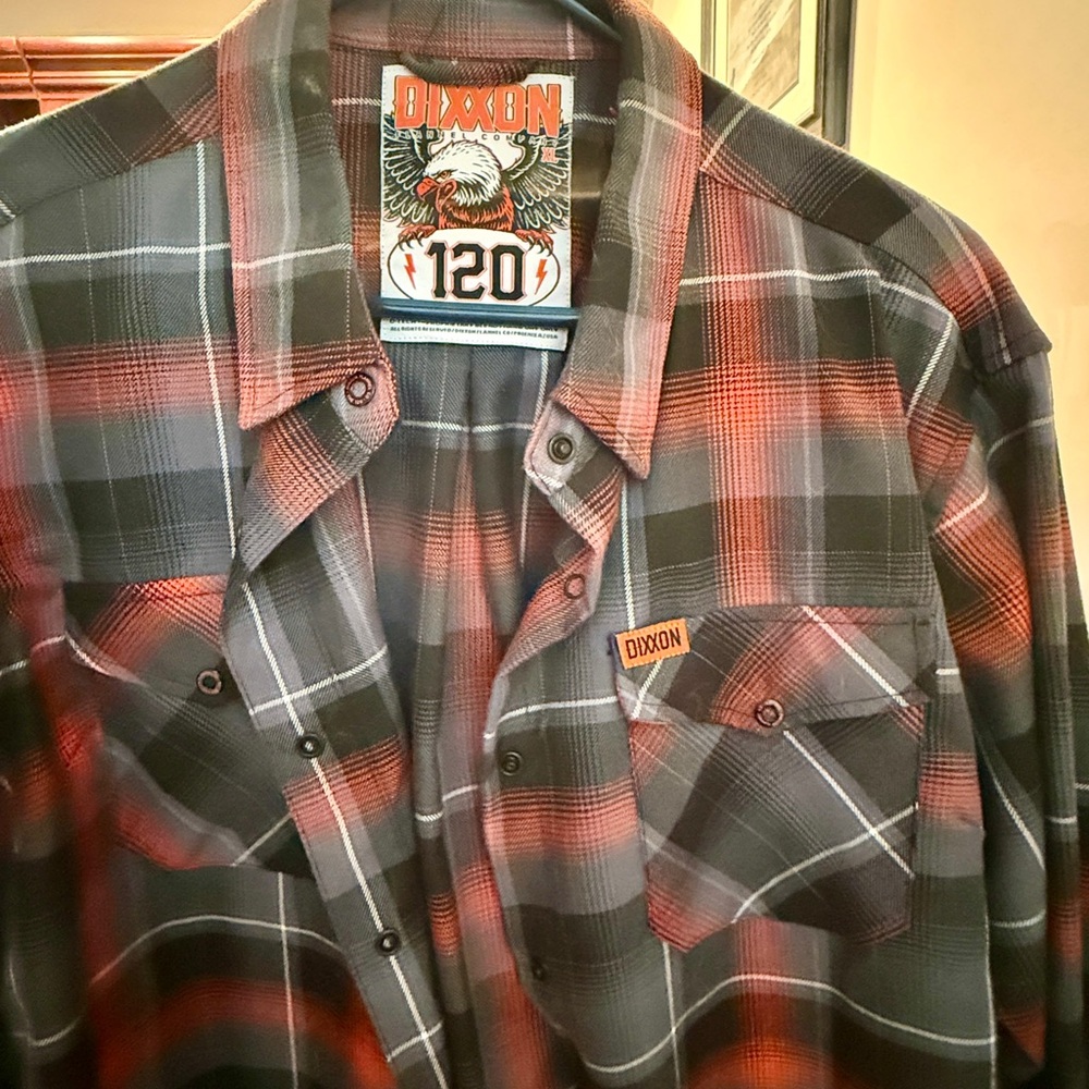DIXXON 120 Red/Orange and Black Plaid Flannel Shirt